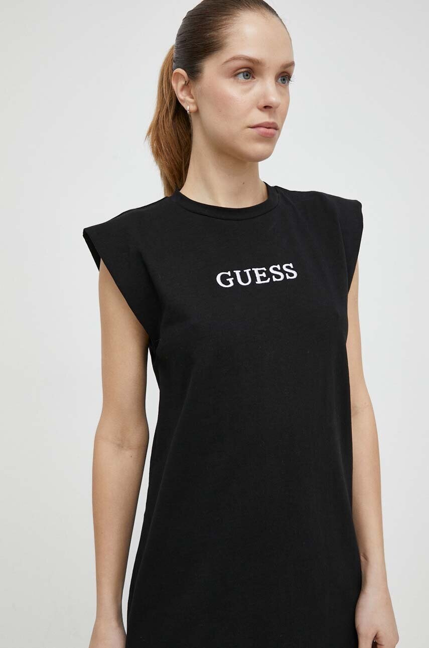 Бавовняна сукня Guess ATHENA колір чорний mini oversize V4GK05 KC641