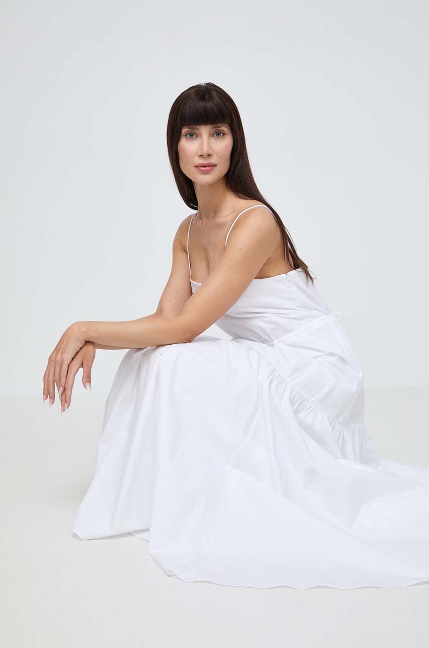 Ivy Oak rochie din bumbac culoarea alb, maxi, evazati, IO117615