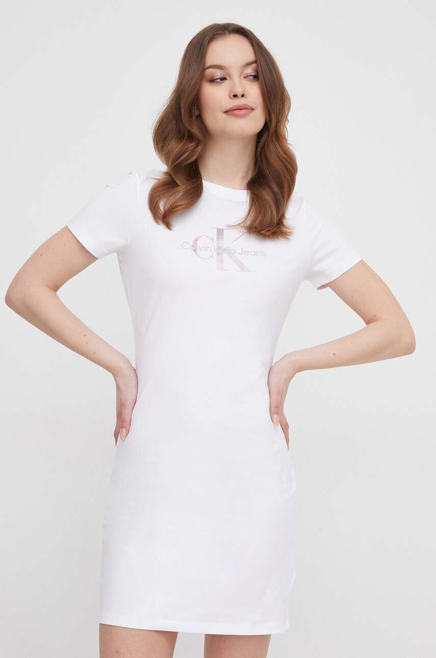 Сукня Calvin Klein Jeans колір білий mini розкльошена