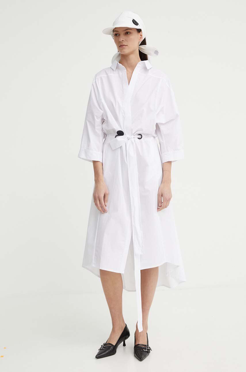 MMC STUDIO rochie din bumbac culoarea alb, midi, evazati, FELIA.DRESS