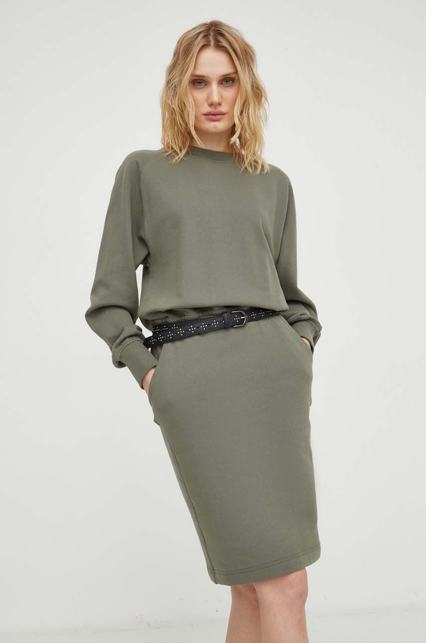 G-Star Raw rochie din bumbac culoarea verde, mini, evazati