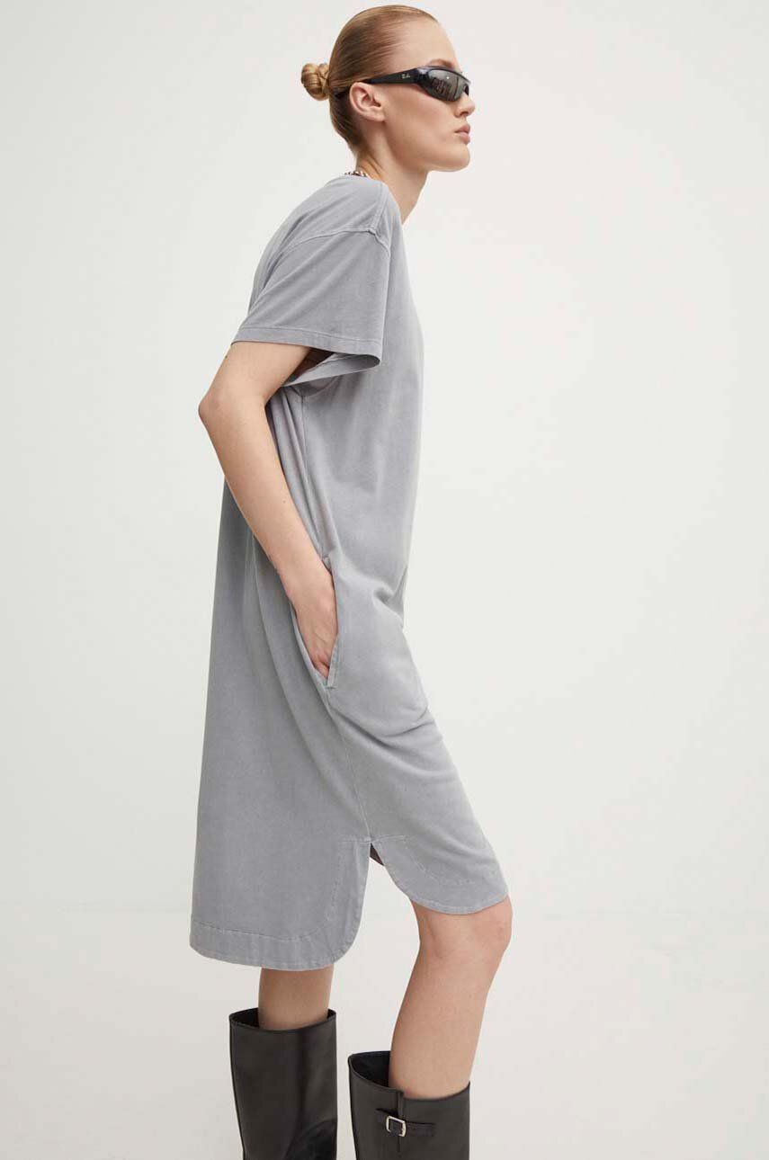 G-Star Raw rochie din bumbac culoarea gri, mini, oversize