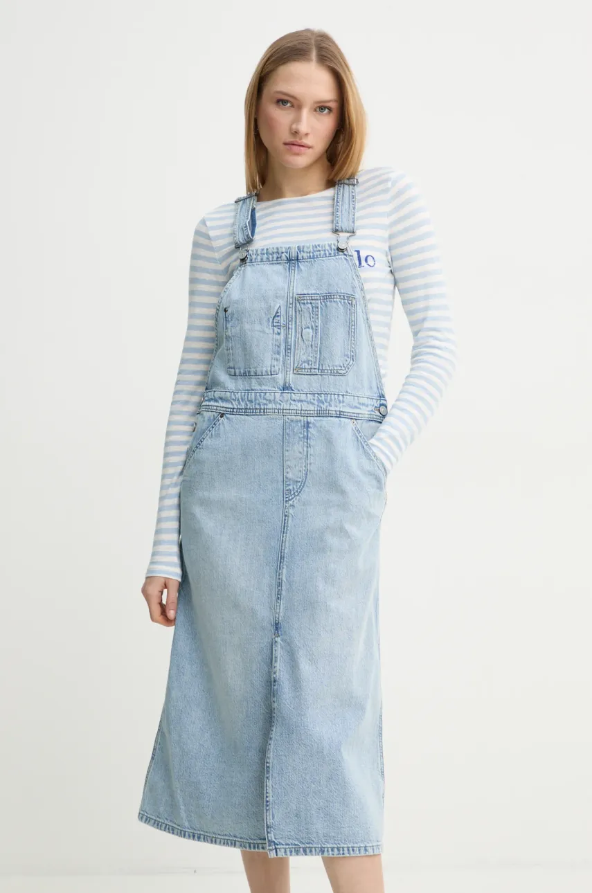 G-Star rochie din denim midi, dreaptă