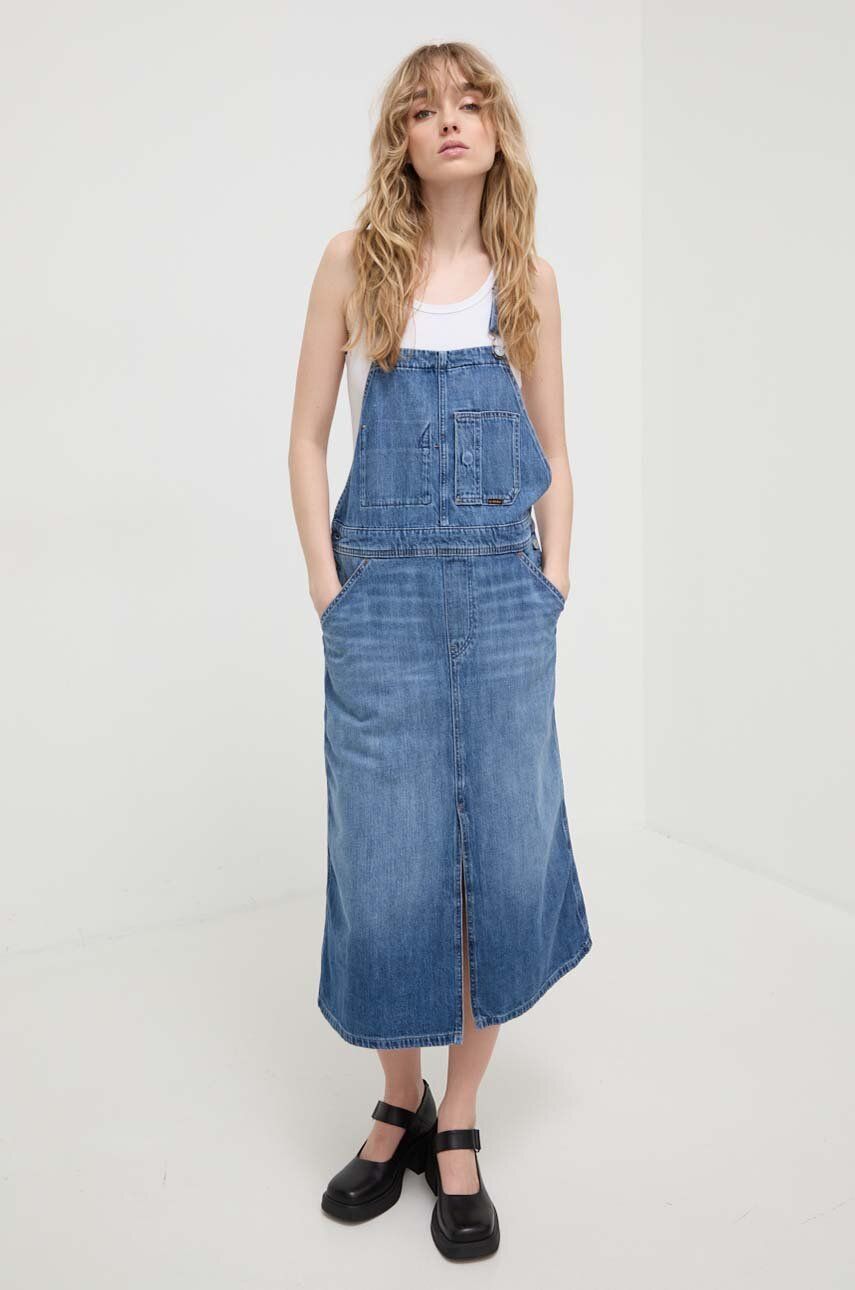 G-Star Raw rochie jeans midi, drept