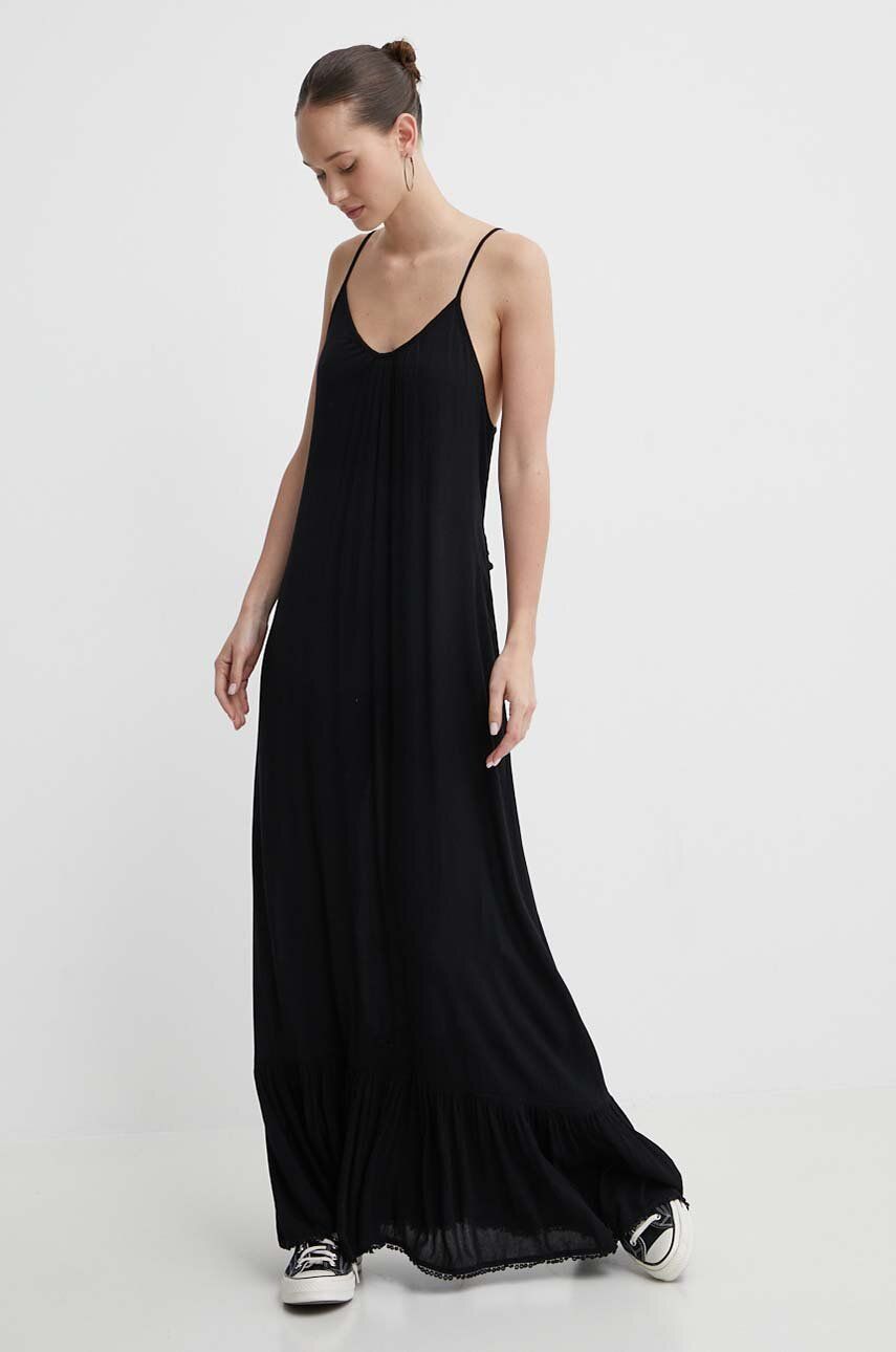 Superdry rochie culoarea negru, maxi, evazati