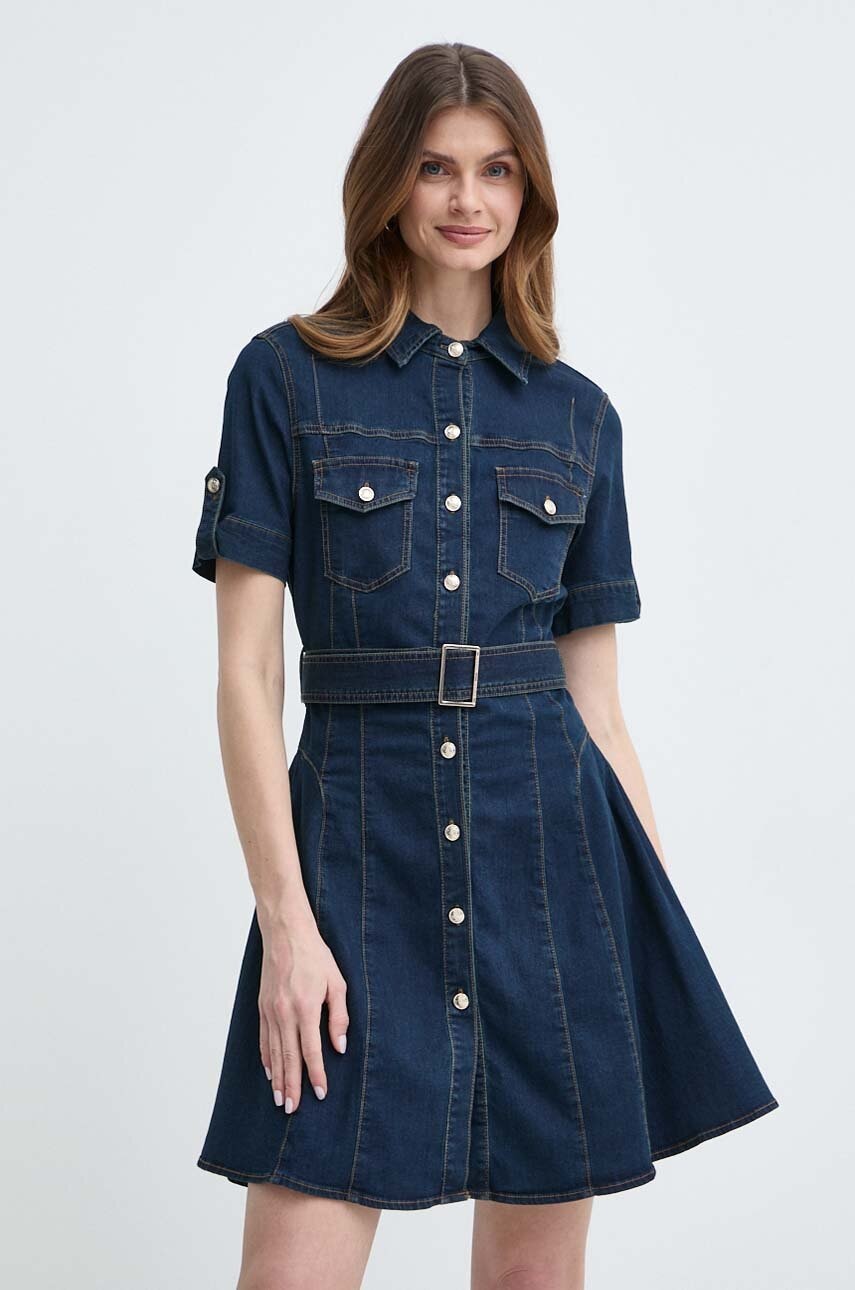 Morgan rochie din denim RIXES culoarea bleumarin, mini, evazată, RIXES