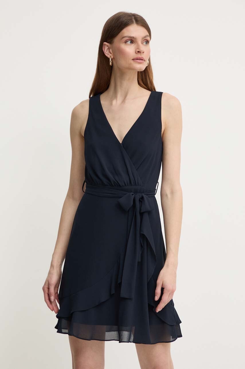 Morgan rochie ROSVAL culoarea bleumarin, mini, evazată, ROSVAL