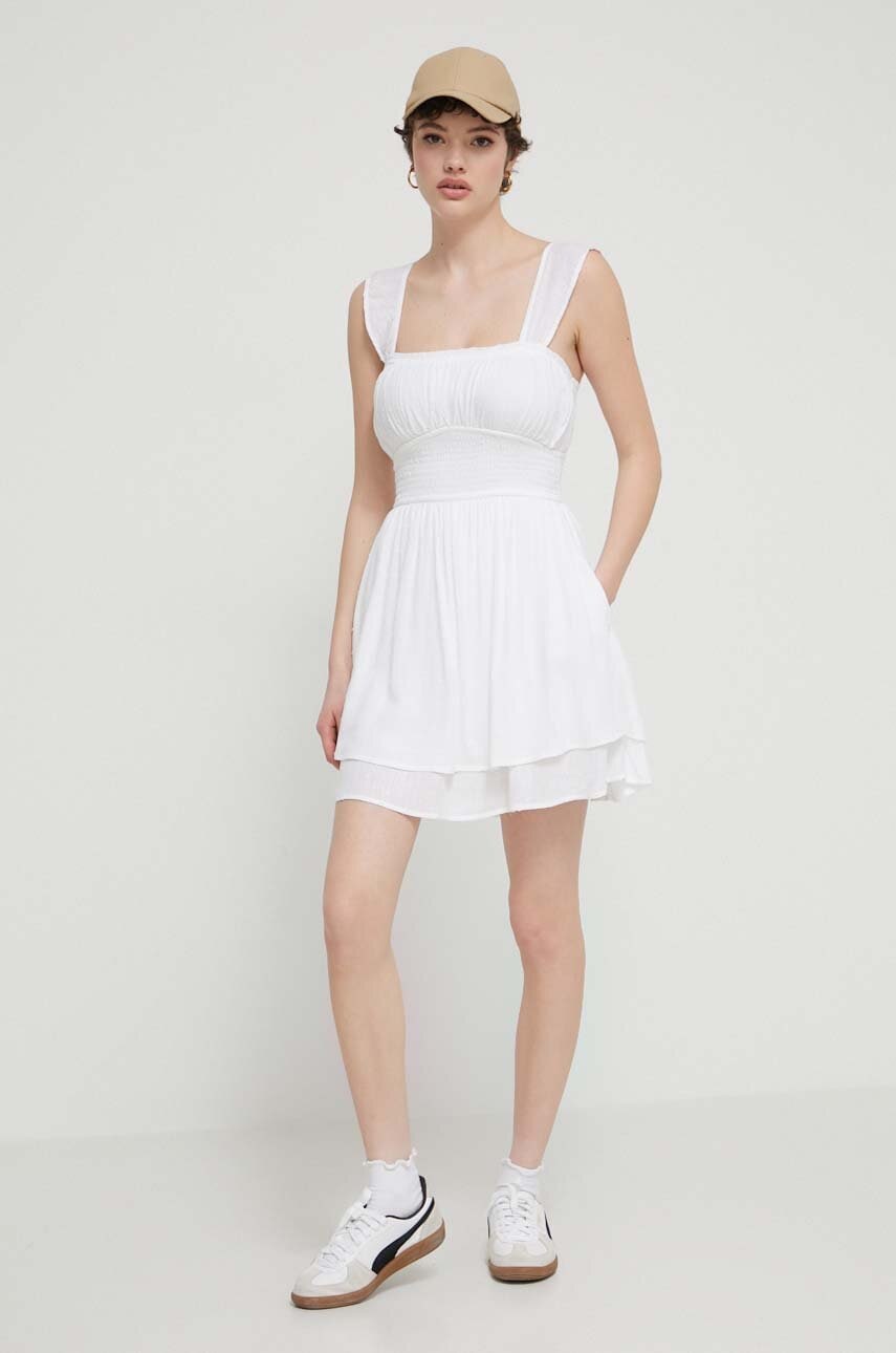 Hollister Co. rochie culoarea alb, mini, evazată
