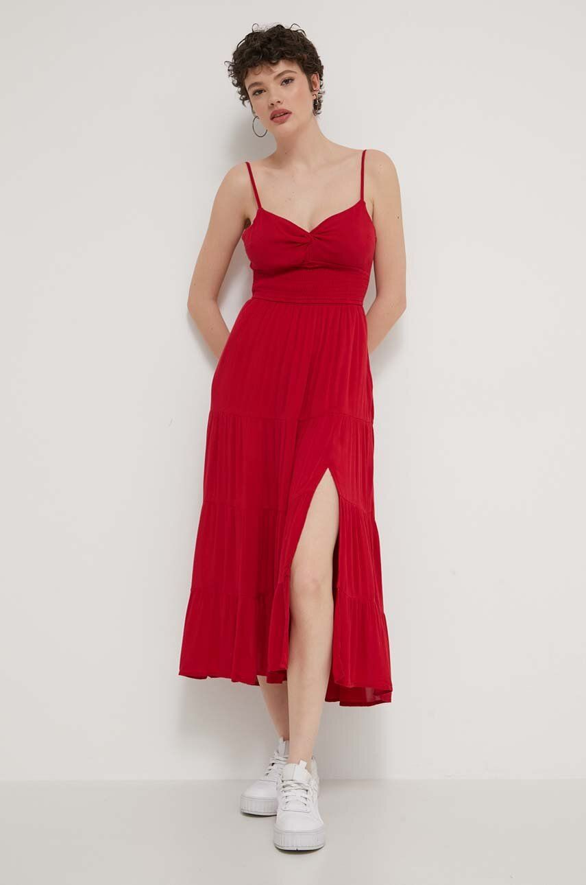 Hollister Co. rochie culoarea rosu, midi, evazati