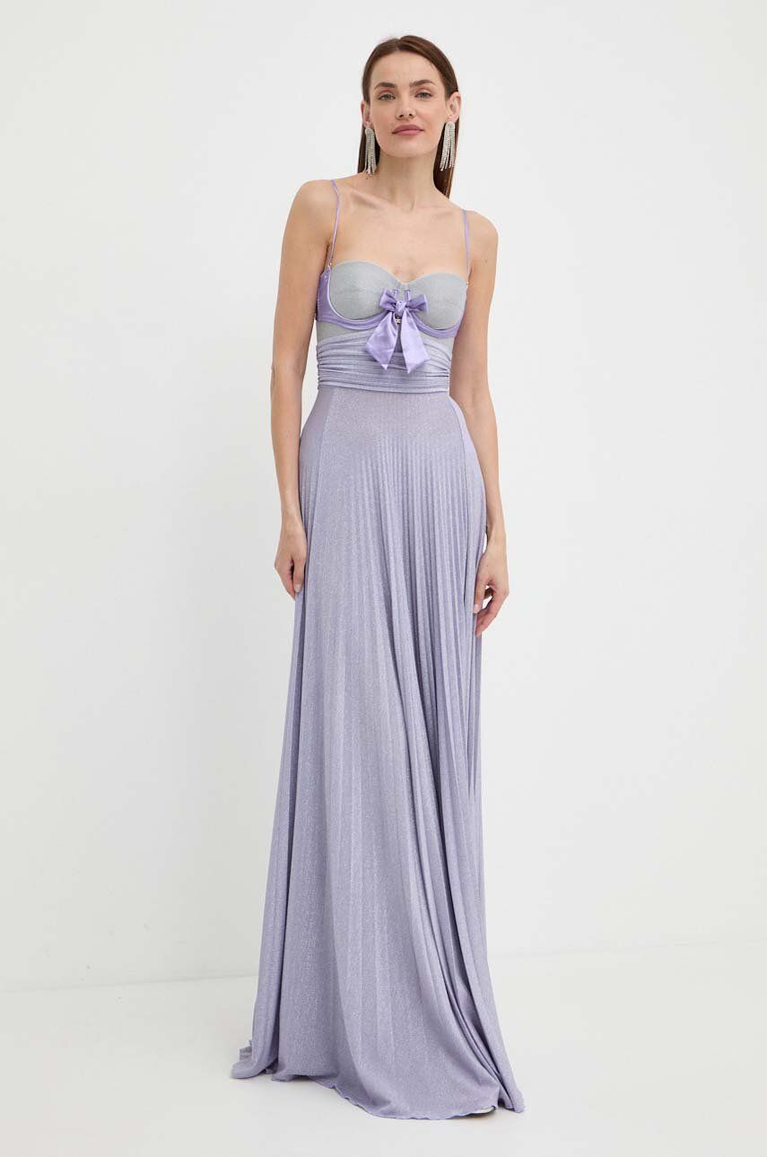 Elisabetta Franchi rochie culoarea violet, maxi, evazati, AB62942E2