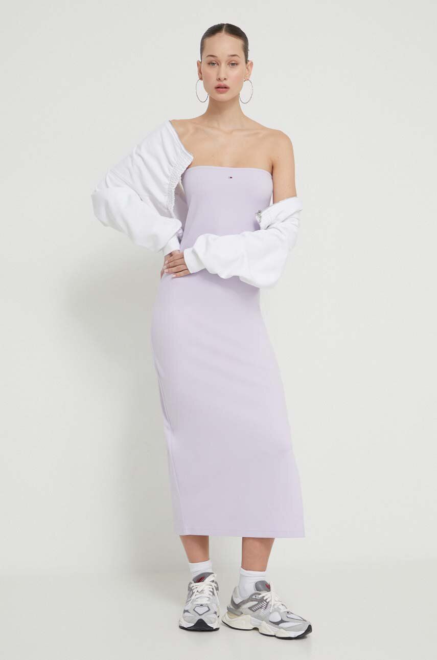 Tommy Jeans rochie culoarea violet, mini, mulată DW0DW17925