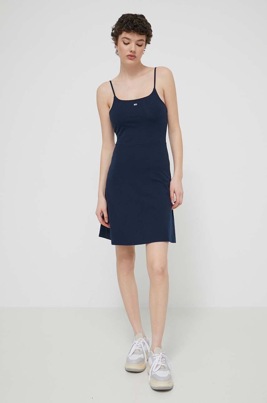 Tommy Jeans rochie culoarea bleumarin, mini, evazați DW0DW17988