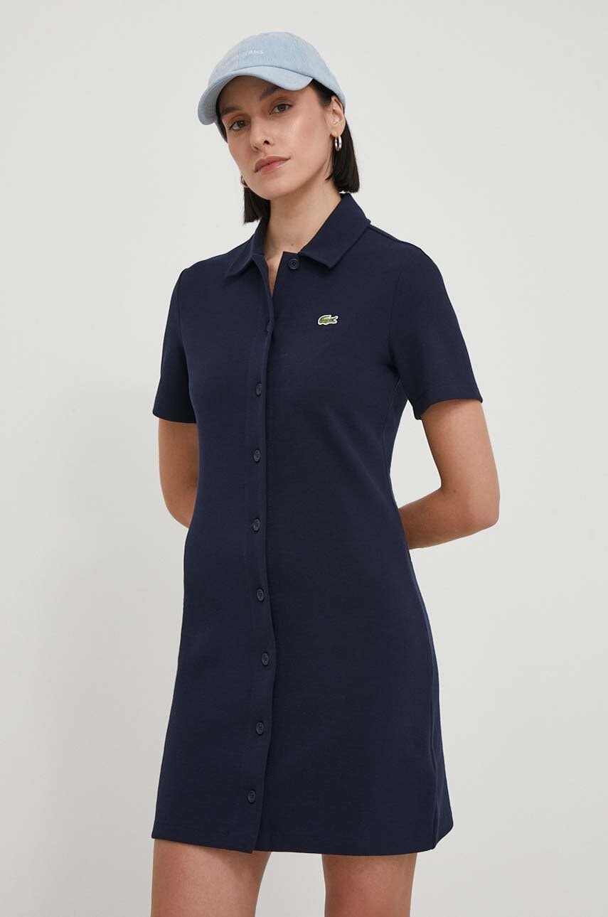 Lacoste rochie culoarea albastru marin, mini, drept