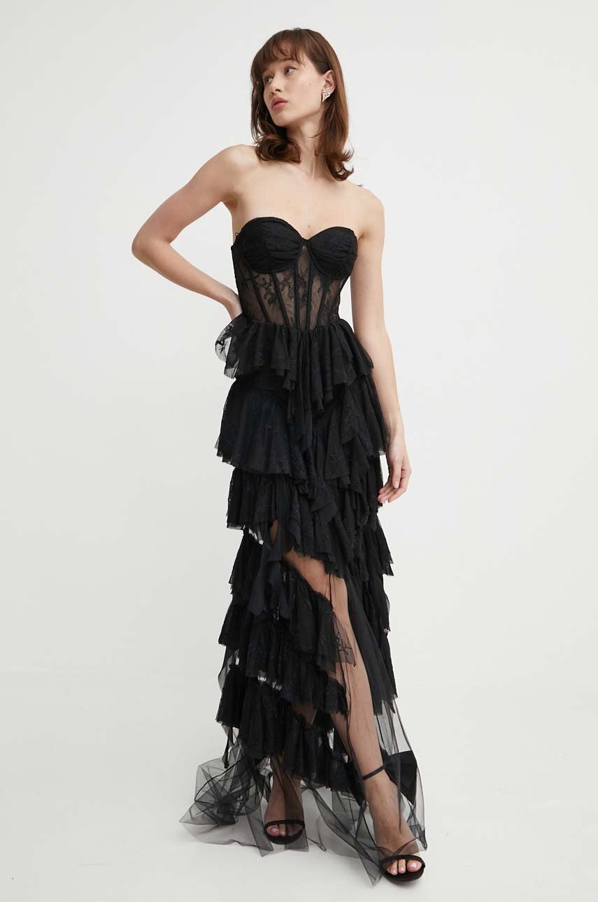 Aniye By rochie culoarea negru, maxi, evazati, 185268