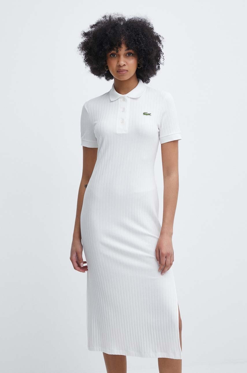 Lacoste rochie culoarea bej, midi, drept