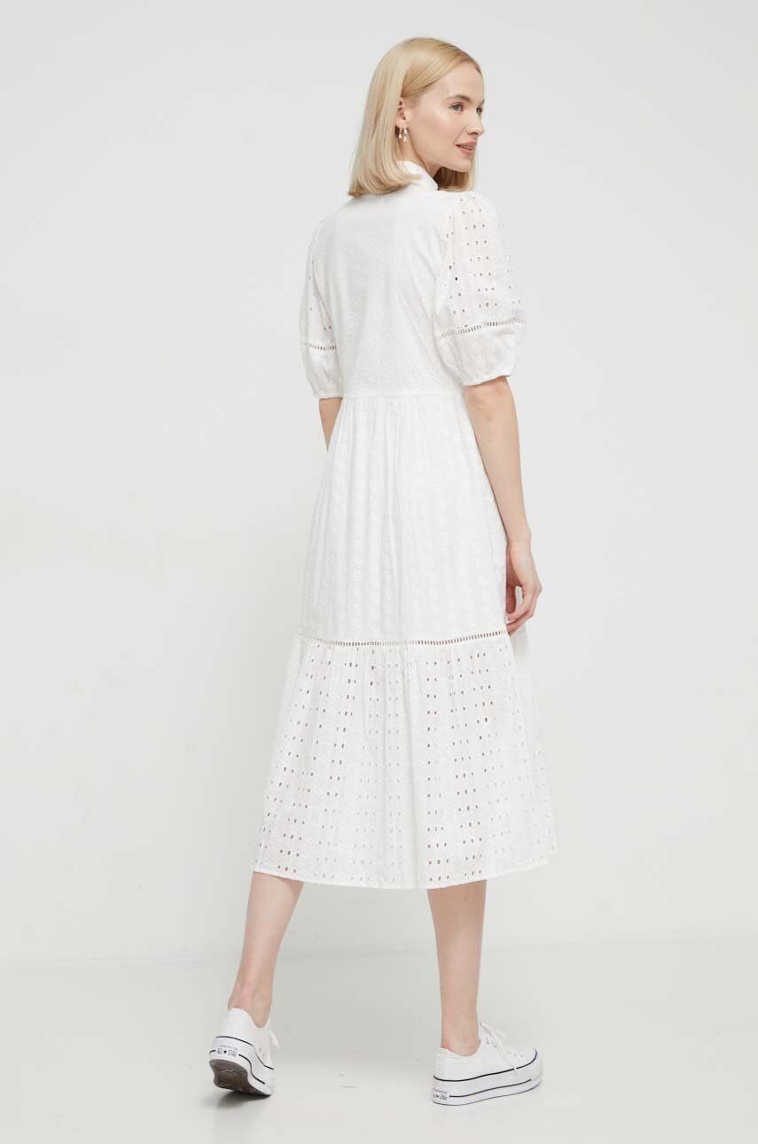 Bavlněné šaty Desigual bílá barva, midi 24SWVW59 XS