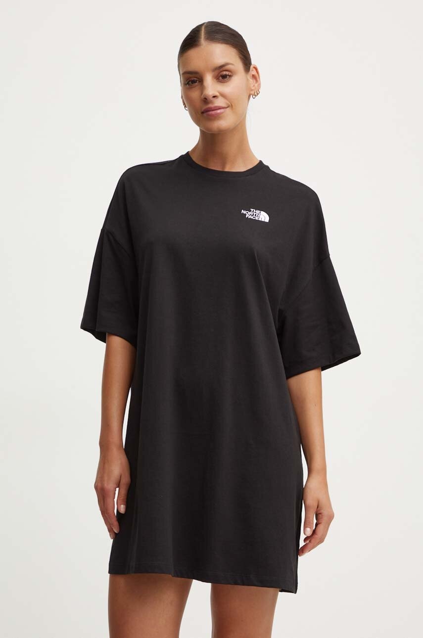 The North Face rochie W S/S Essential Oversize Tee Dress culoarea negru, mini, oversize, NF0A87NFJK31