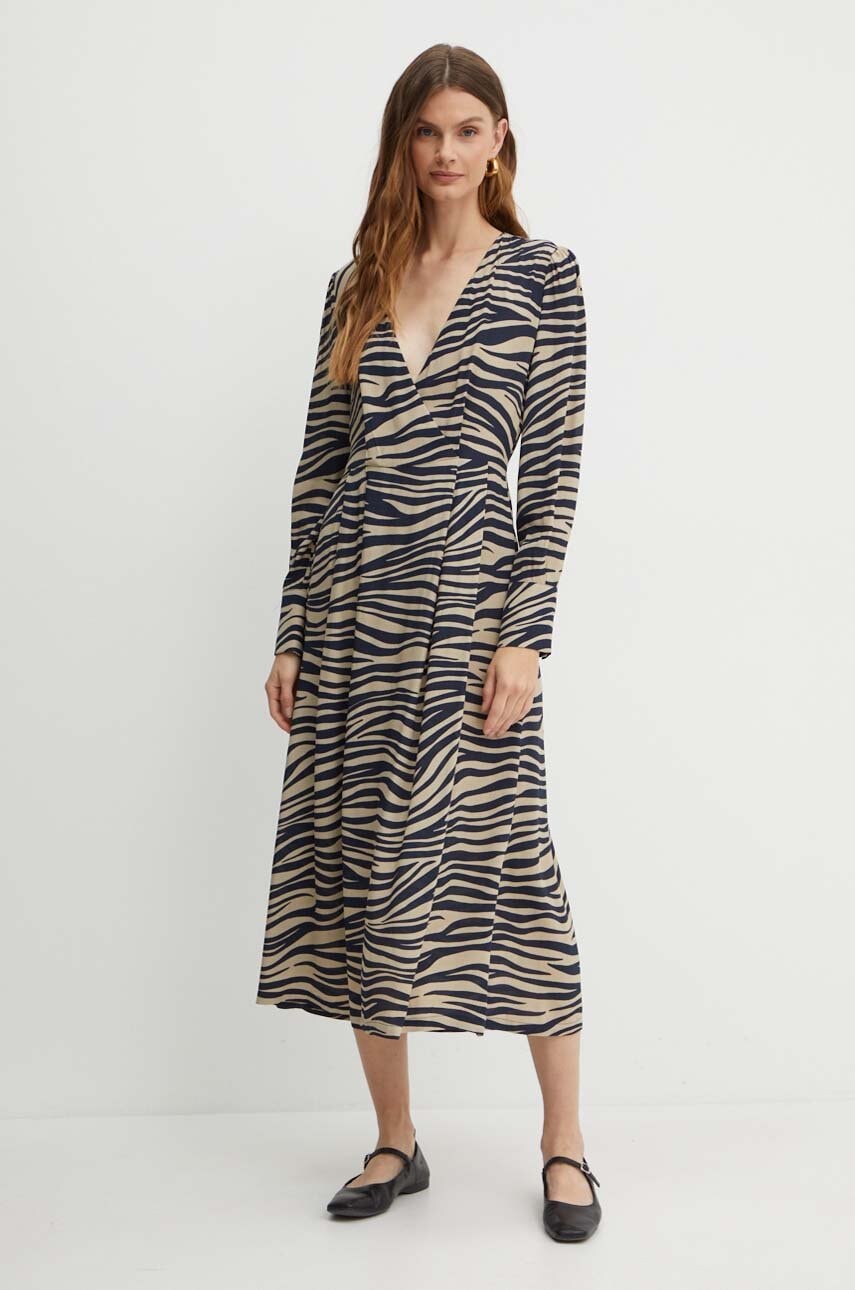 MAX&Co. rochie culoarea bej, midi, evazată, 2416221023200