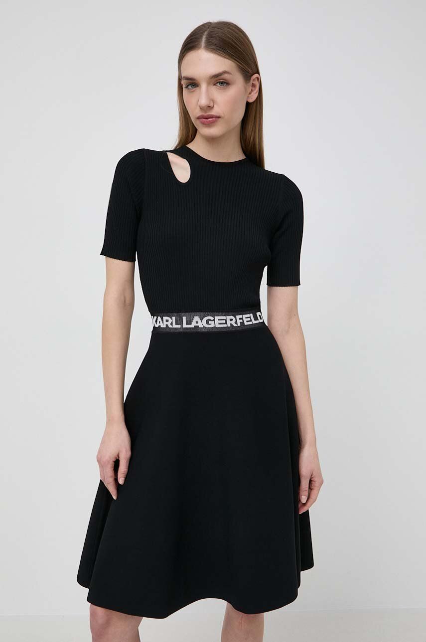 Karl Lagerfeld rochie culoarea negru, mini, evazati