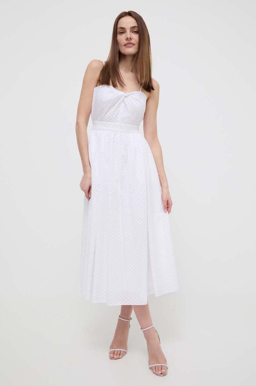 Karl Lagerfeld rochie culoarea alb, midi, evazată