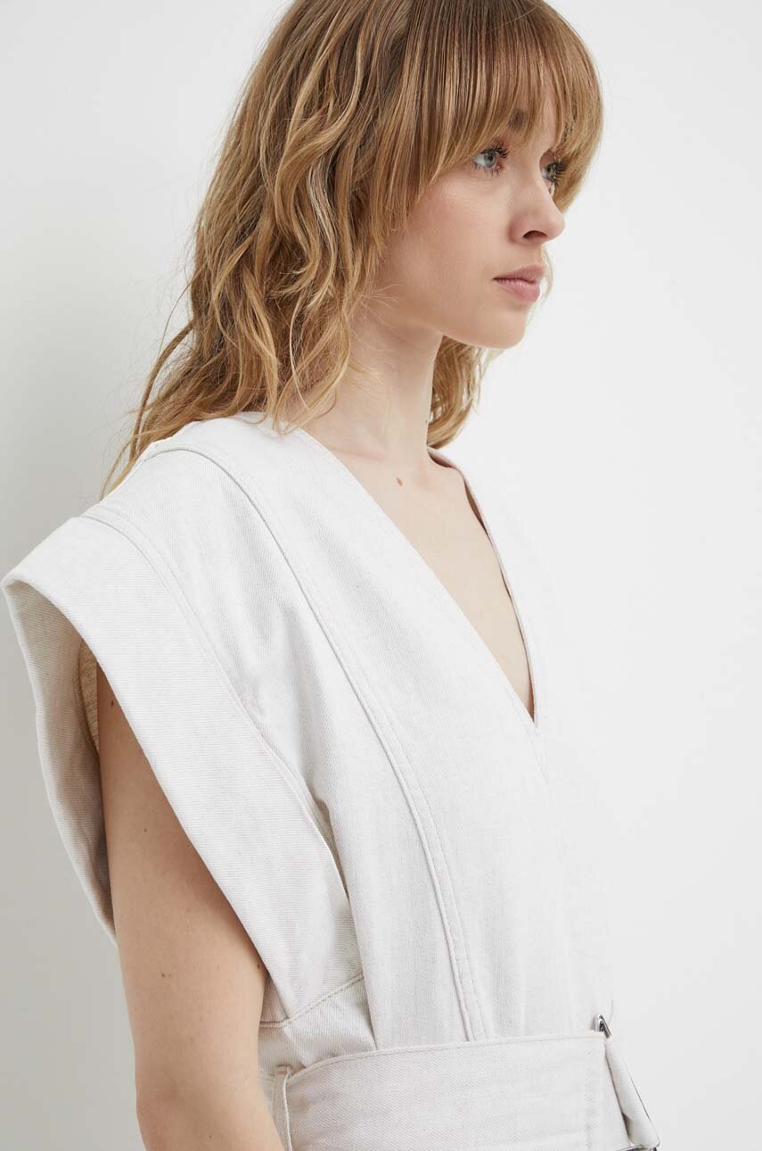 Φόρεμα από λινό μείγμα IRO χρώμα: μπεζ φωτογραφία