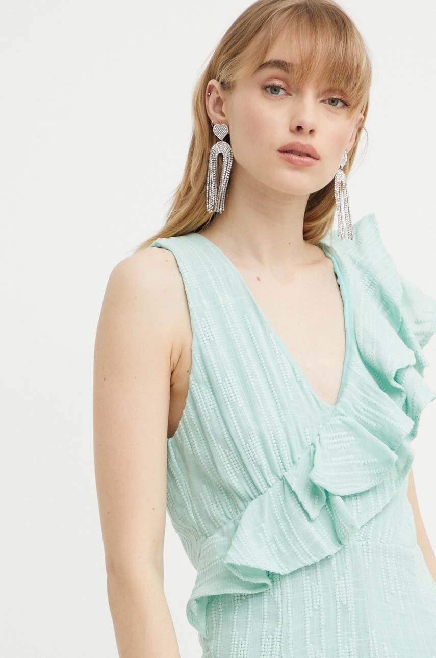 Βαμβακερό φόρεμα IRO χρώμα: τιρκουάζ φωτογραφία