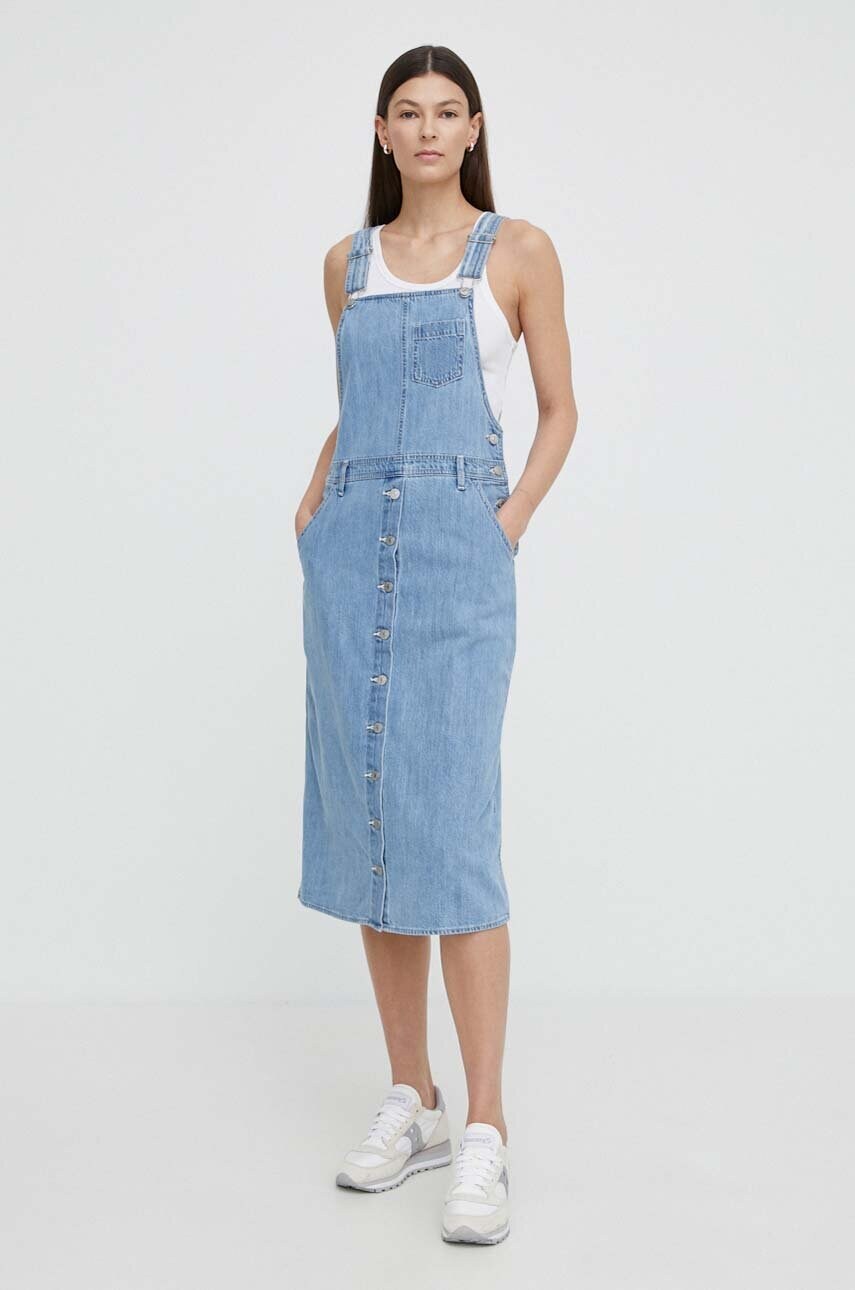 Levi\'s rochie jeans midi, evazati