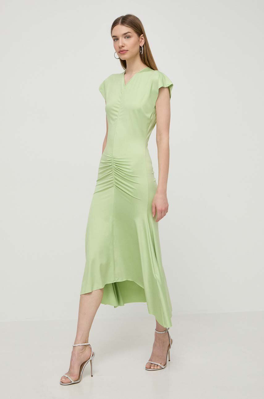 Victoria Beckham rochie culoarea verde, maxi, evazați 1224WDR005425A