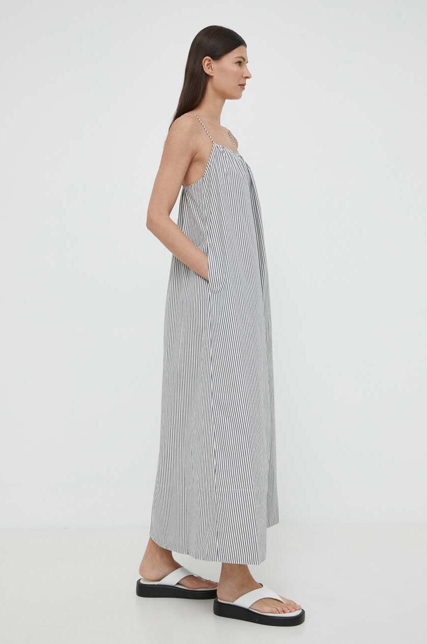 By Malene Birger rochie din bumbac culoarea albastru marin, maxi, evazati