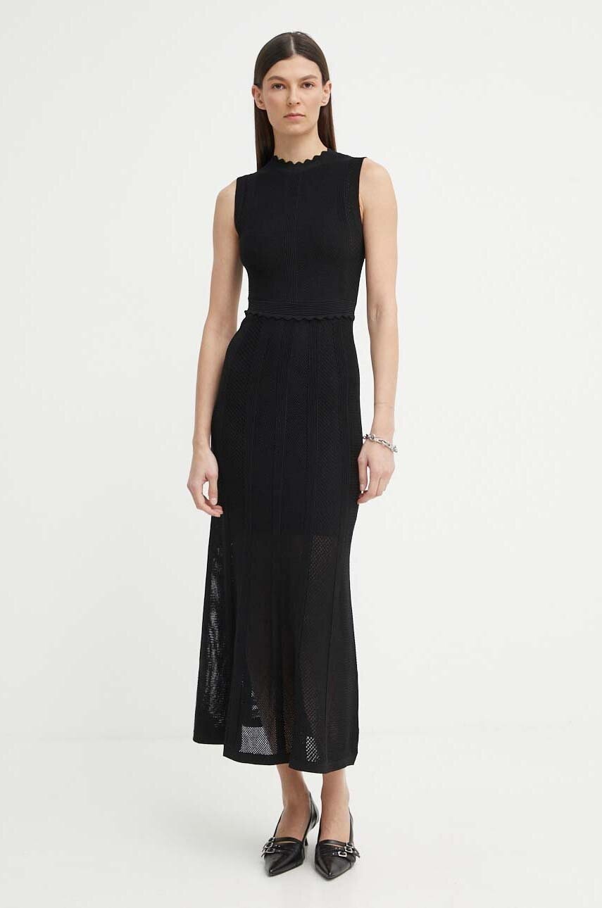 The Kooples rochie culoarea negru, maxi, evazati, FROB26153K