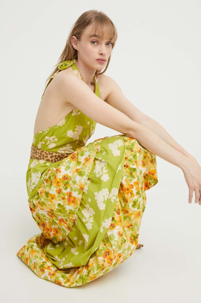 Βαμβακερό φόρεμα Never Fully Dressed χρώμα: πράσινο φωτογραφία