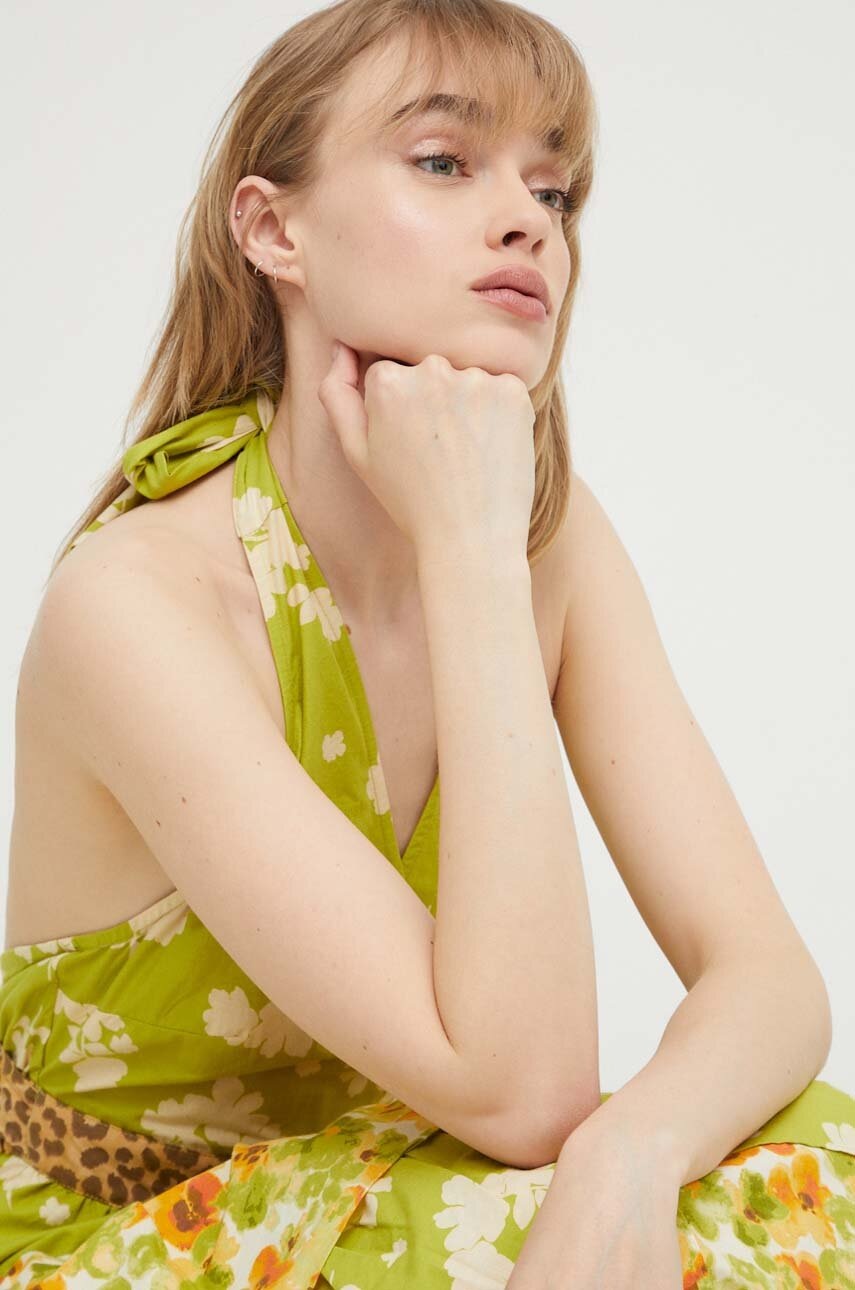 Βαμβακερό φόρεμα Never Fully Dressed χρώμα: πράσινο φωτογραφία