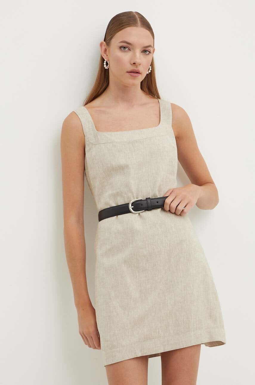 Abercrombie & Fitch rochie din in culoarea bej, mini, evazati Abercrombie & Fitch rochie din in culoarea bej, mini, evazati