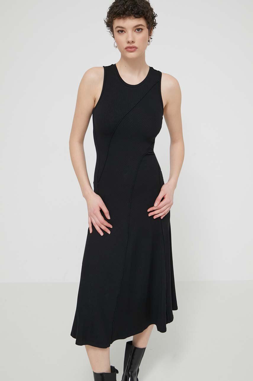 Desigual rochie FILADELFIA culoarea negru, midi, evazati, 24SWVK56