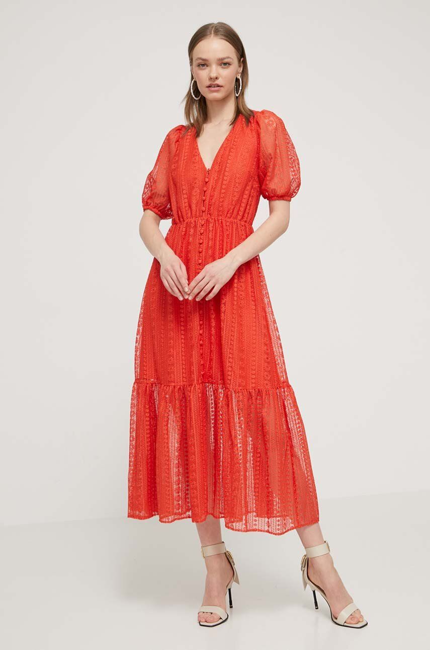 Desigual rochie OTTAWA culoarea rosu, maxi, evazati, 24SWVW05