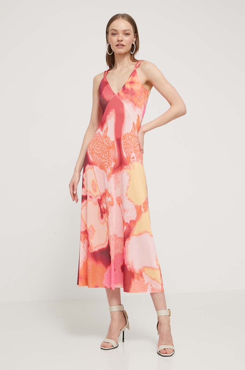 Desigual rochie NEREA culoarea portocaliu, maxi, mulată, 24SWVK19