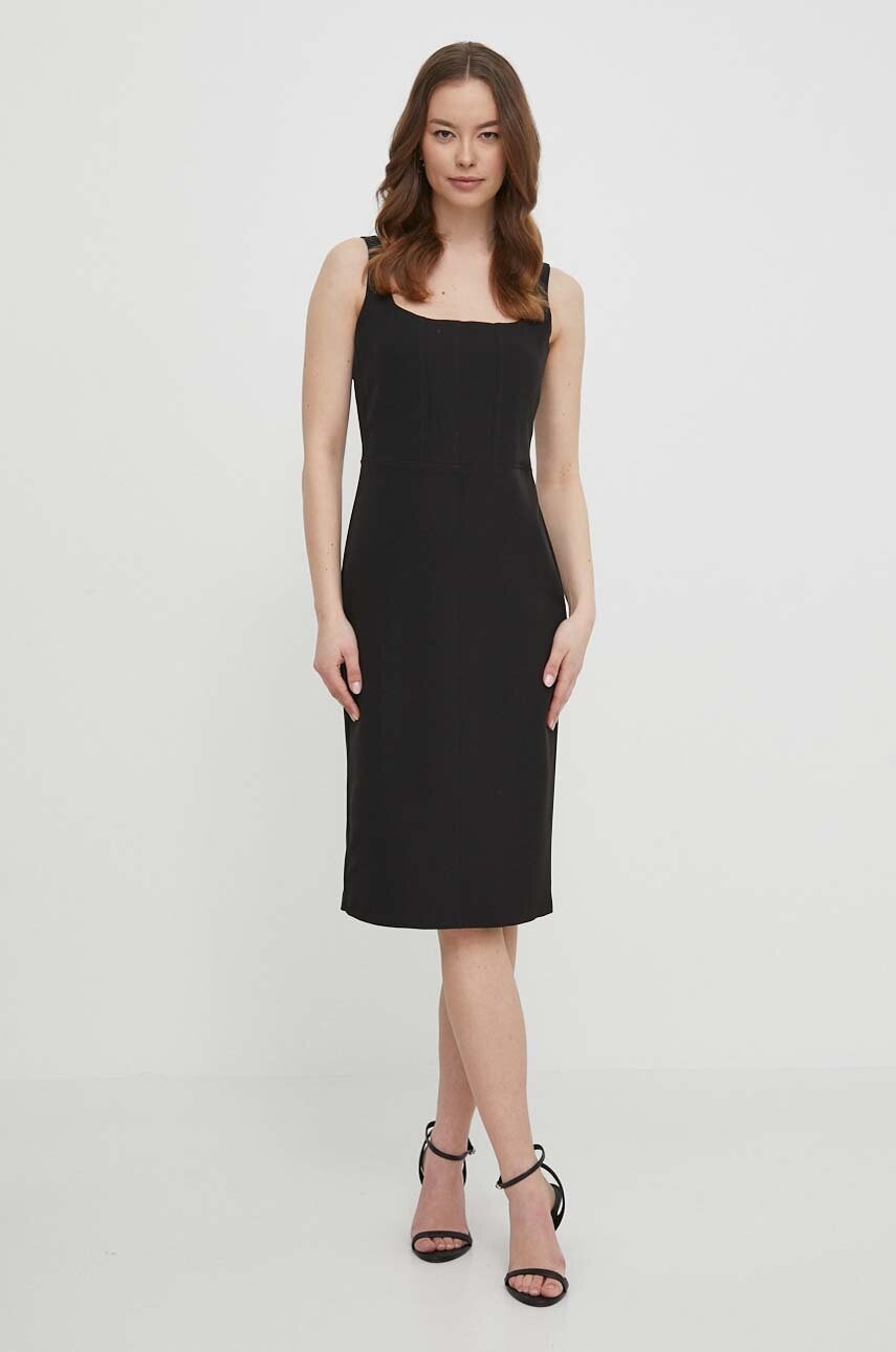 Artigli rochie culoarea negru, midi, mulata