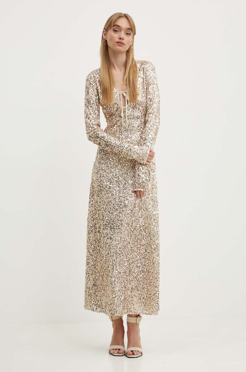 Rotate rochie culoarea maro, maxi, evazată