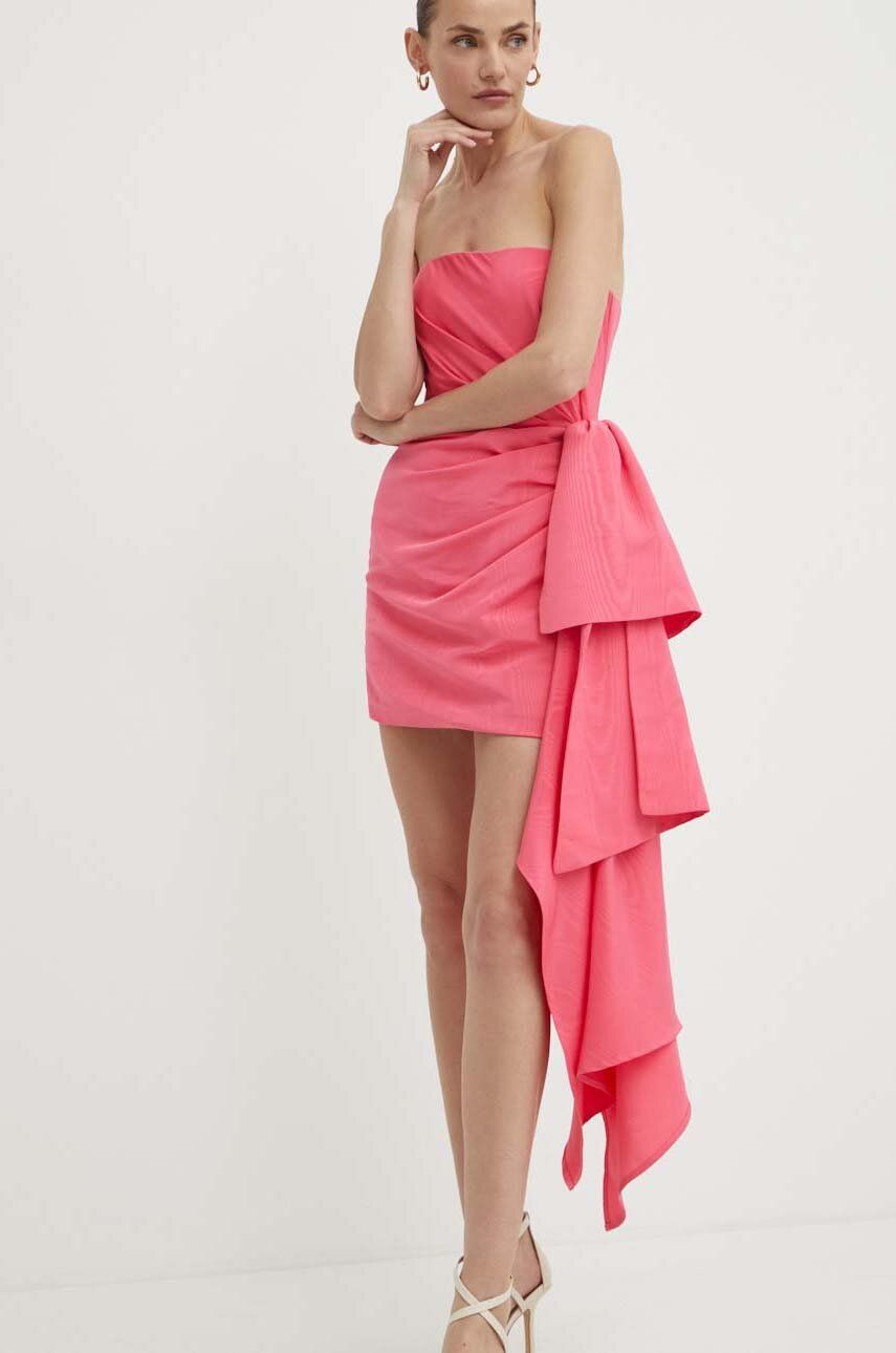 Bardot rochie ALANIS culoarea roz, mini, mulata, 59273DB