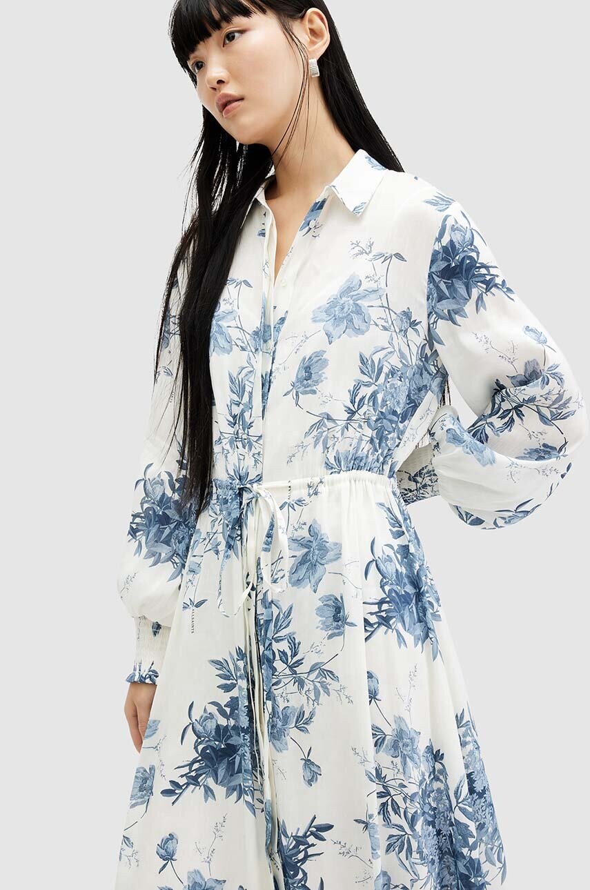 Сукня з домішкою шовку AllSaints SKYE DEKORAH DRESS maxi розкльошена WD629Z