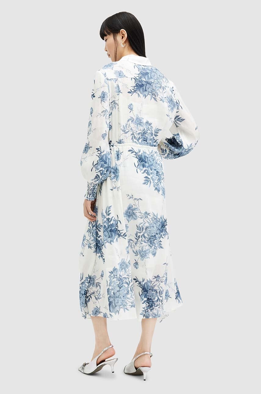 Сукня з домішкою шовку AllSaints SKYE DEKORAH DRESS maxi розкльошена WD629Z