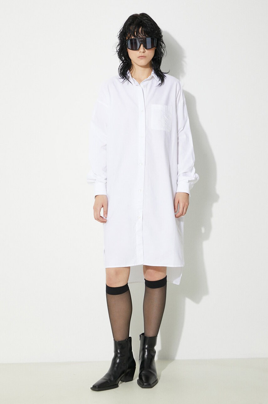 Бавовняна сукня Fiorucci Angel Embroidered колір білий midi oversize W01FPDSH063CO01WH01