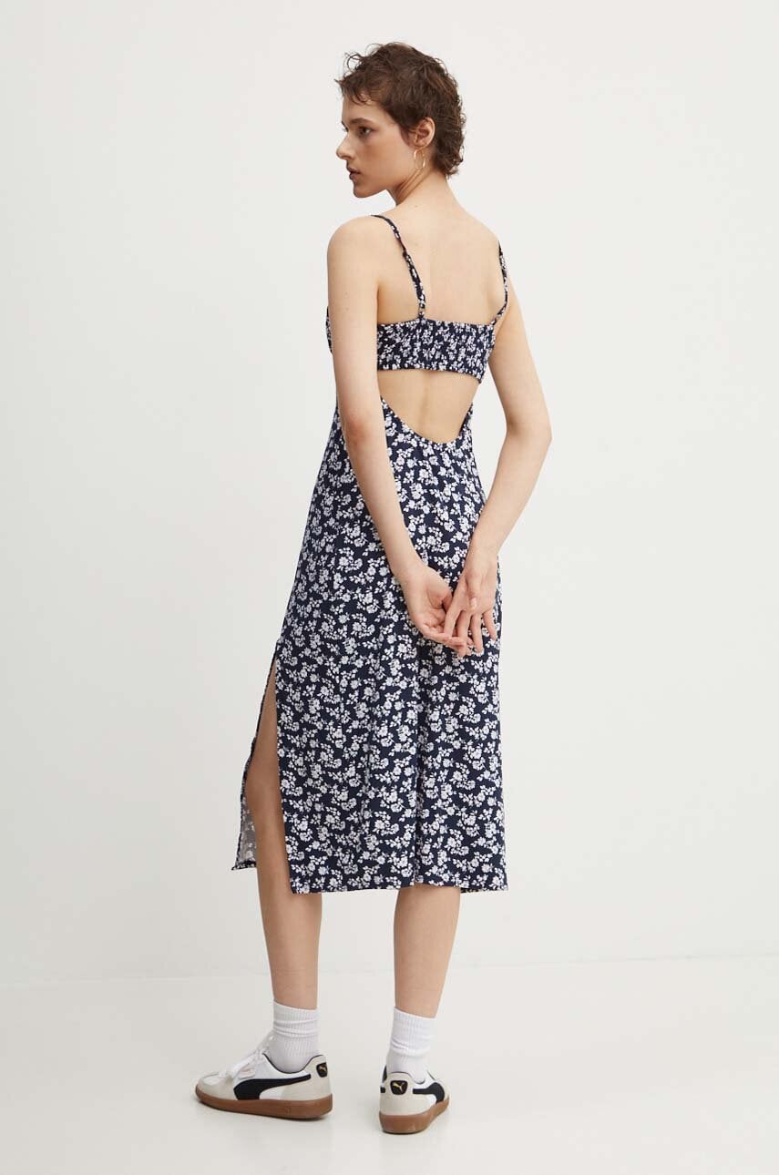 Hollister Co. rochie culoarea albastru marin, midi, mulata Hollister Co. rochie culoarea albastru marin, midi, mulata