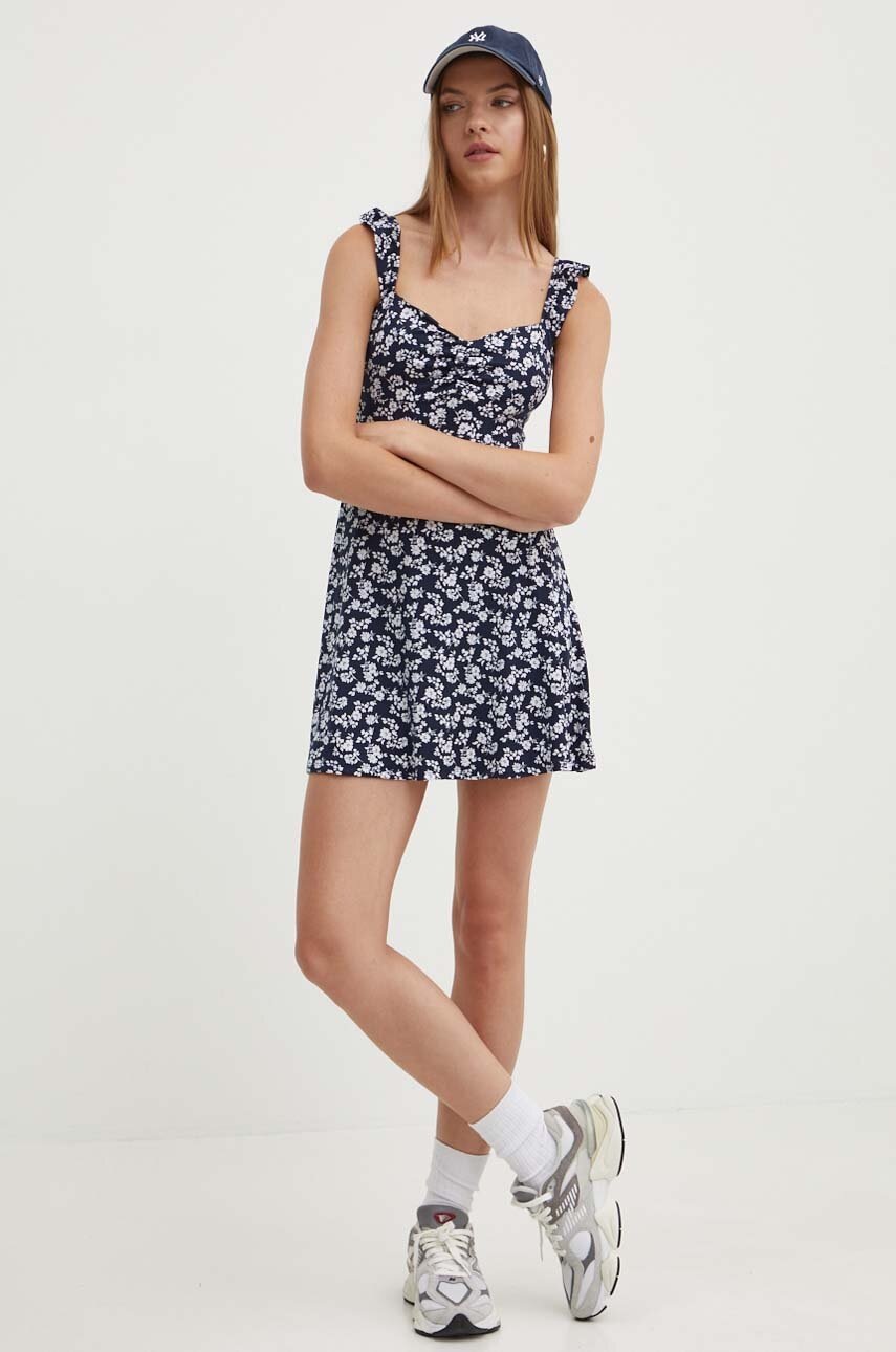 

Рокля Hollister Co. в тъмносиньо къса разкроена, Тъмносин
