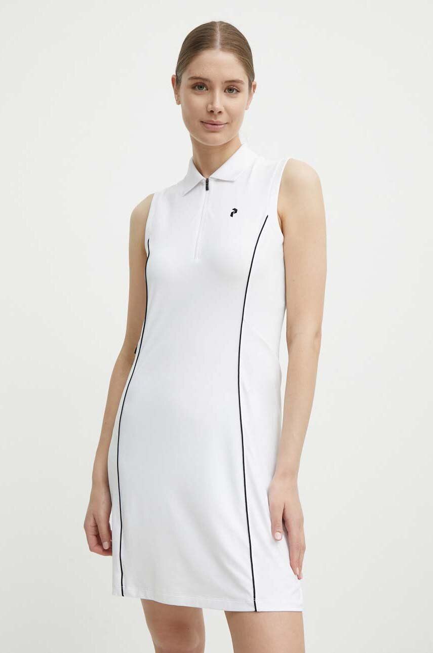 Peak Performance rochie sport Pique culoarea alb, mini, dreaptă, G77183