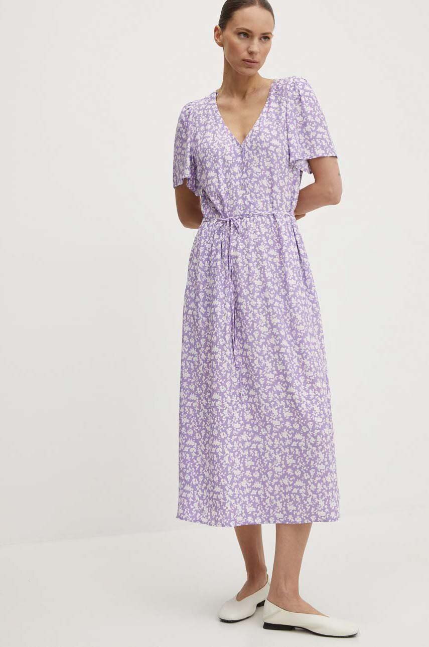 Marc O'Polo rochie DENIM culoarea violet, midi, evazati, 5000005104