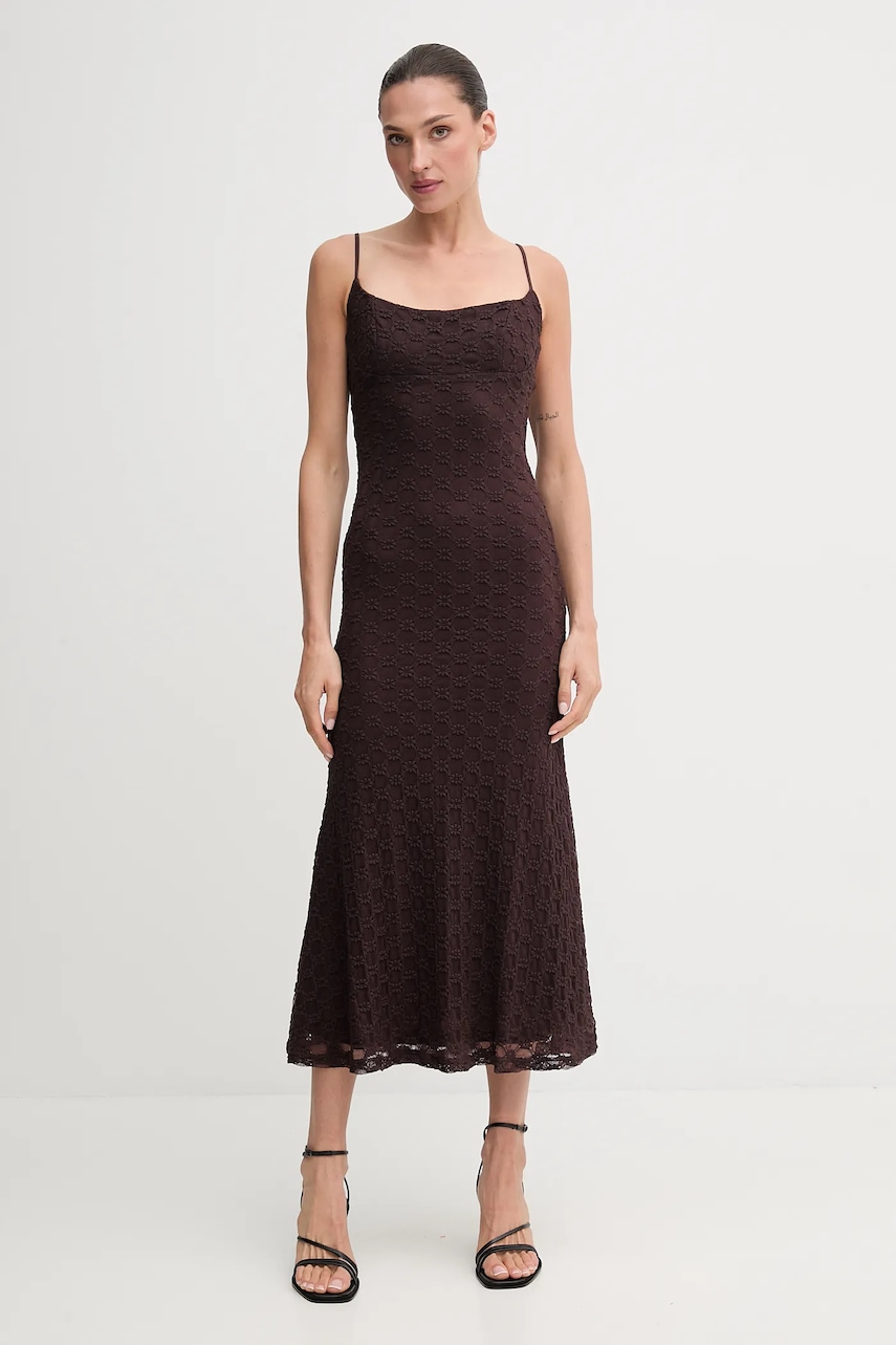 Bardot rochie ADONI culoarea violet, maxi, mulată, 57998DB1