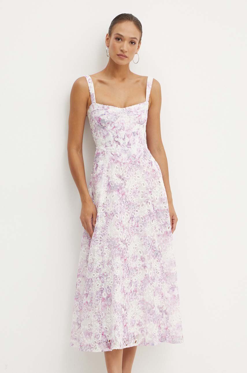 Bardot rochie ADALINE culoarea violet, maxi, evazati, 58655DB2