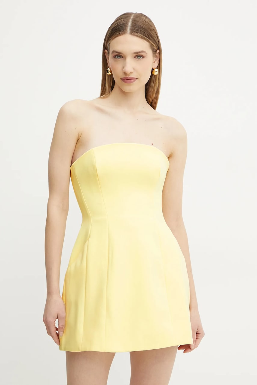Bardot rochie KAROLINE culoarea galben, mini, mulata, 59333DB Bardot rochie KAROLINE culoarea galben, mini, mulata, 59333DB