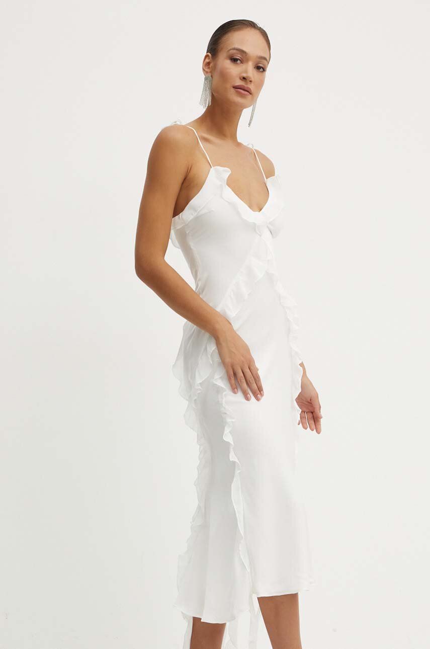 Bardot rochie MARSELLA culoarea alb, maxi, evazati, 59338DB